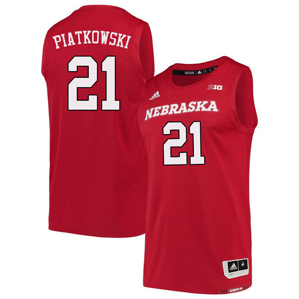 Mens Nebraska Huskers #21 Jace Piatkowski 2020 Scarlet Adidas College Basketball Game Jersey