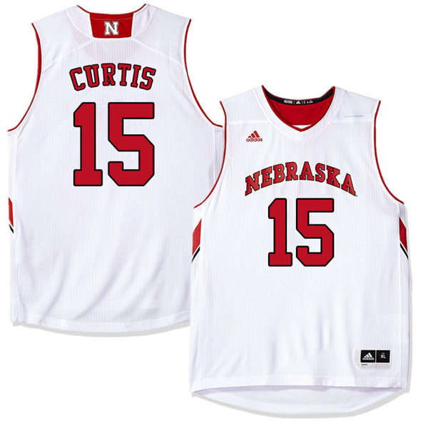 Mens Nebraska Huskers #15 Samari Curtis 2012-18 White Adidas College Basketball Jersey
