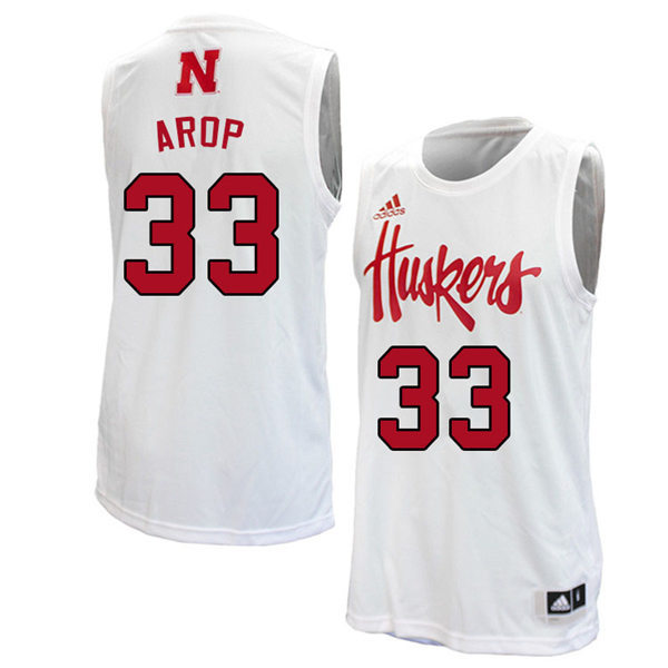 Mens Nebraska Huskers #33 Akol Arop 2020 White Adidas College Basketball Swingman Jersey