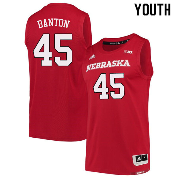 Youth Nebraska Cornhuskers #45 Dalano Banton 2020 Scarlet Adidas College Basketball Swingman Jersey 