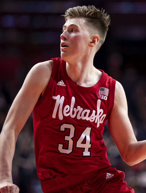 Mens Nebraska Huskers #34 Thorir Thorbjarnarson 2019 Scarlet Adidas College Basketball Game Jersey