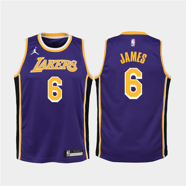 Youth Los Angeles Lakers #6 LeBron James Jordan Purple Statement Edition  Jersey