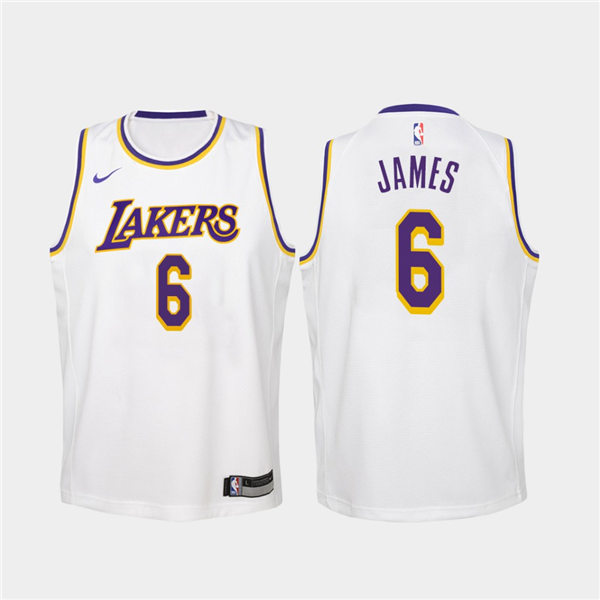 Youth Los Angeles Lakers #6 LeBron James 2021-22 Association Edition Jersey White