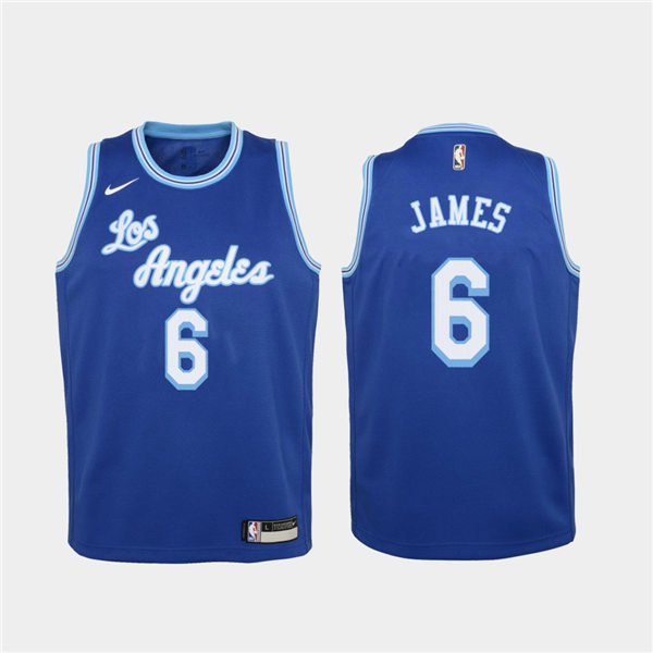 Youth Los Angeles Lakers #6 LeBron James Nike Royal Hardwood Classics Jersey 