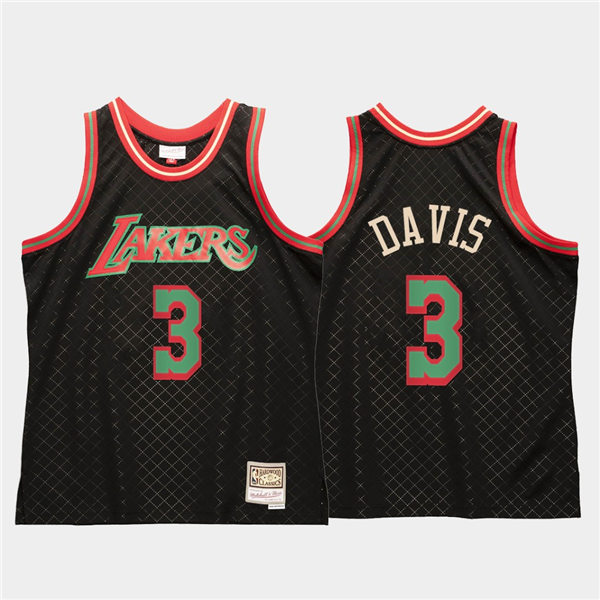 Mens Los Angeles Lakers #3 Anthony Davis Black Mitchell & Ness Black Neapolitan Hardwood Classics Jersey