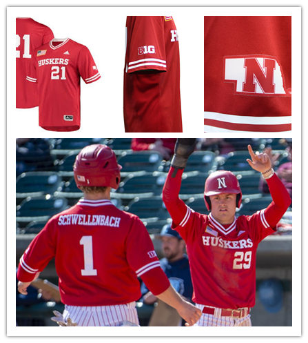 Mens Nebraska Huskers Custom 2021 Scarlet Pullover Adidas College Baseball Game Jersey