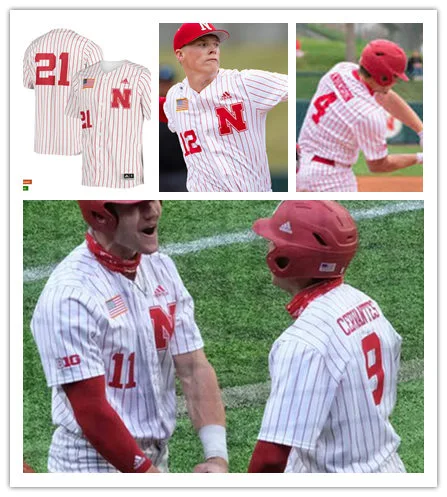 Nebraska Cornhuskers Custom Buettenback White Pinstripe Baseball Game Jersey