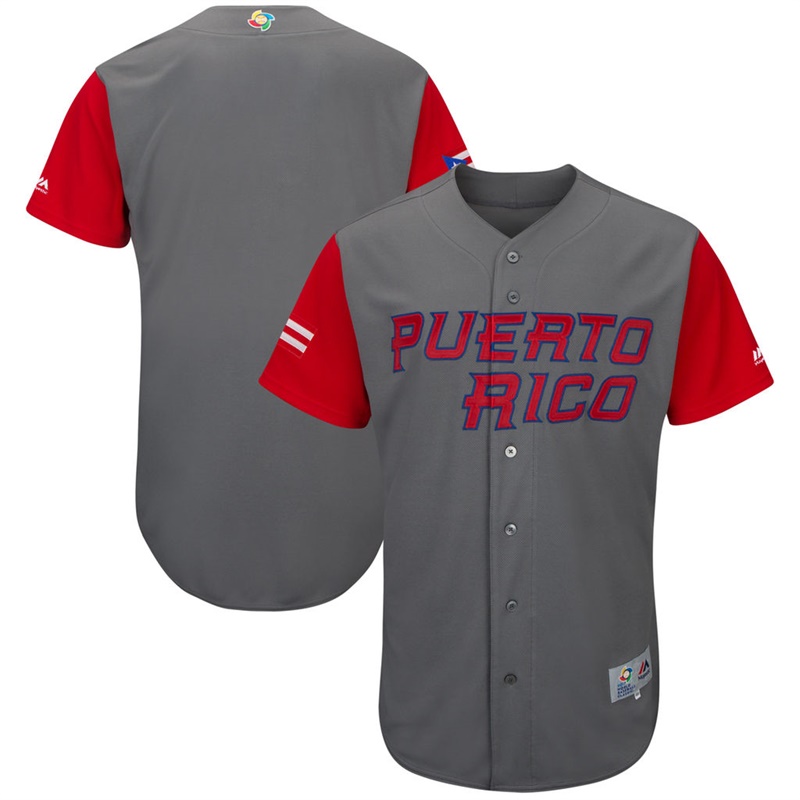 Mens Puerto Rico Baseball Majestic Charcoal 2017 World Baseball Classic Custom Team Jersey