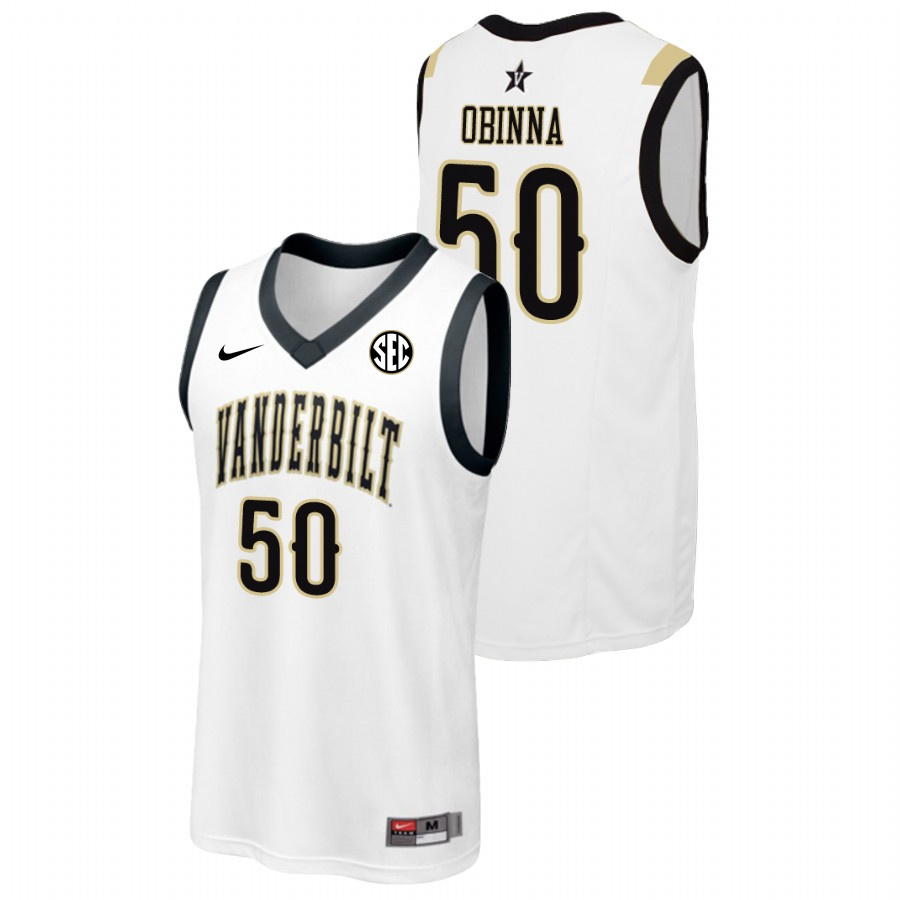 Men's Vanderbilt Commodores #50 Ejike Obinna Nike 2012-18 White College Basketball Jersey