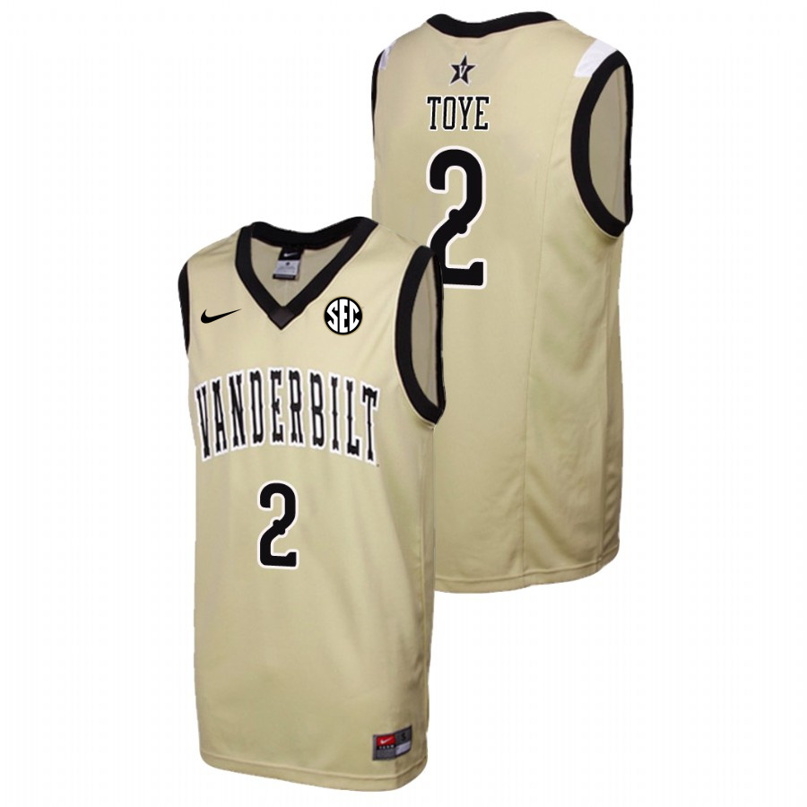 Men's Vanderbilt Commodores #2 Joe Toye Nike 2012-18 Gold College Basketball Jersey
