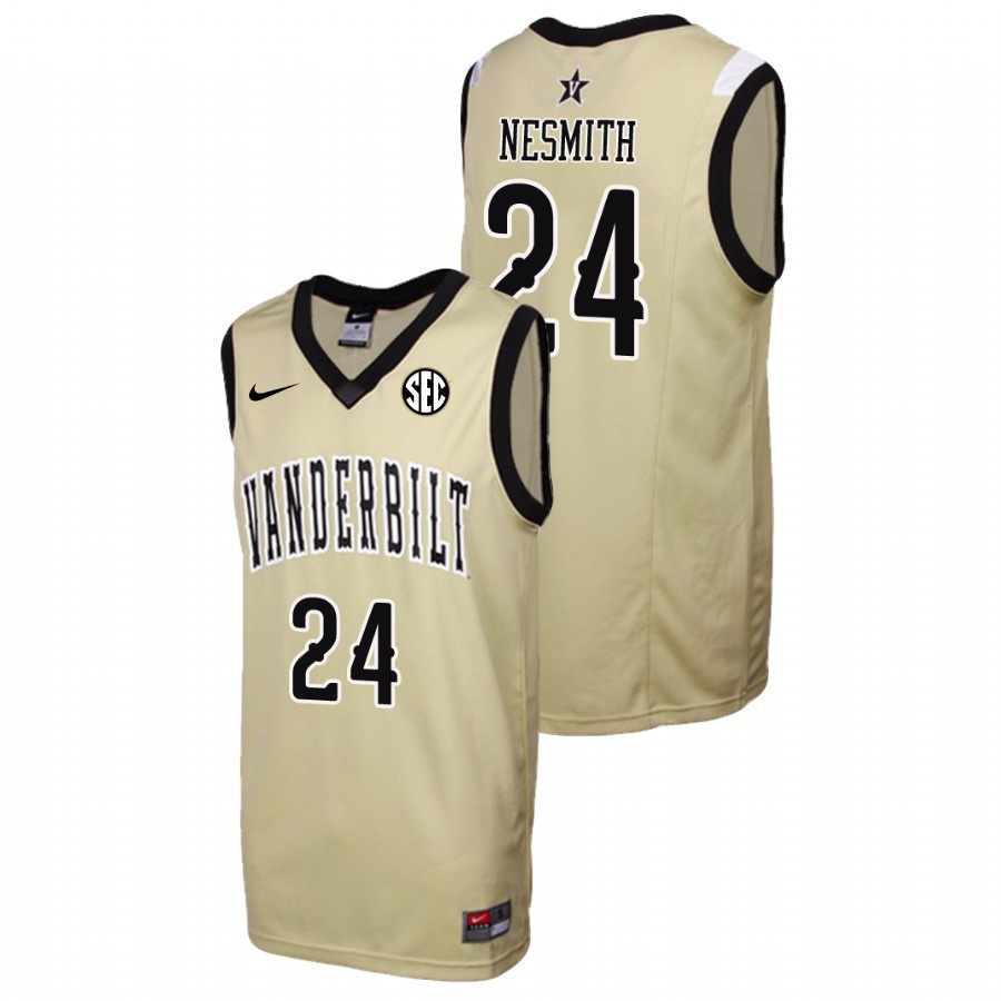 Men's Vanderbilt Commodores #24 Aaron Nesmith Nike 2012-18 Gold College Basketball Jersey
