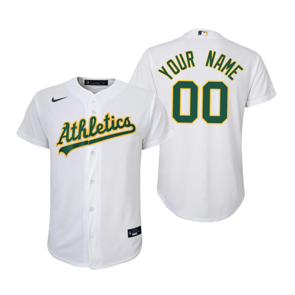 Youth Oakland Athletics Custom Nike White Home Jersey