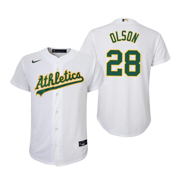 Youth Oakland Athletics #28 Matt Olson Nike White Home Jersey