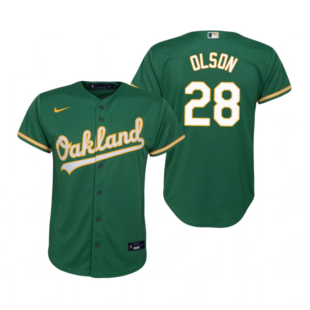 Youth Oakland Athletics #28 Matt Olson Nike Kelly Green Alternate Jersey