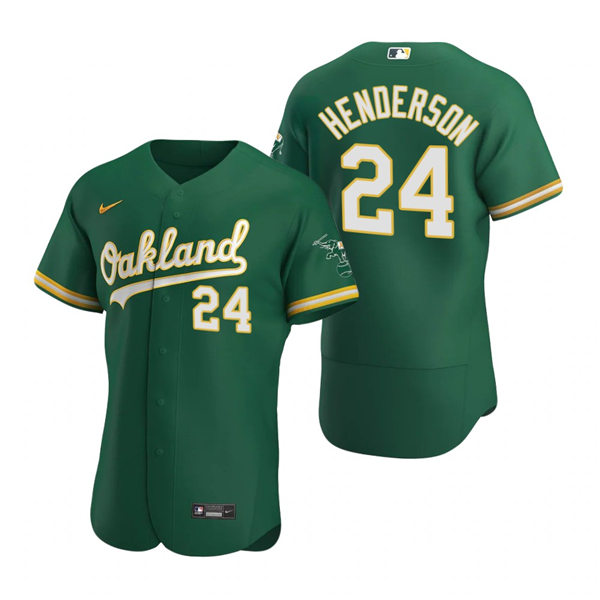 Men's Oakland Athletics Retired Player #24 Rickey Henderson Nike Kelly Green Alternate FlexBase Jersey