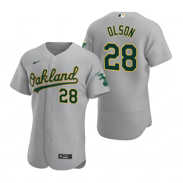 Men's Oakland Athletics #28 Matt Olson Nike Gray Road FlexBase Jersey