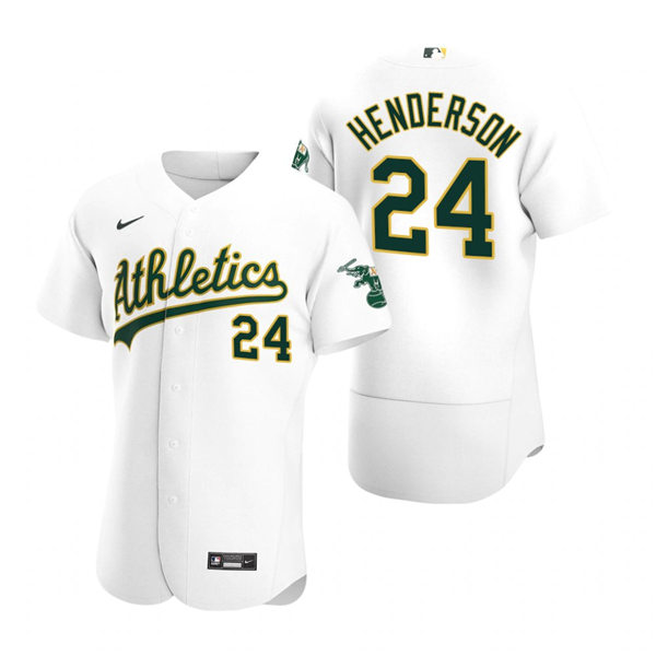 Men's Oakland Athletics Retired Player #24 Rickey Henderson Nike White Home FlexBase Jersey