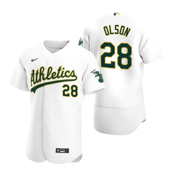 Men's Oakland Athletics #28 Matt Olson Nike White Home FlexBase Jersey