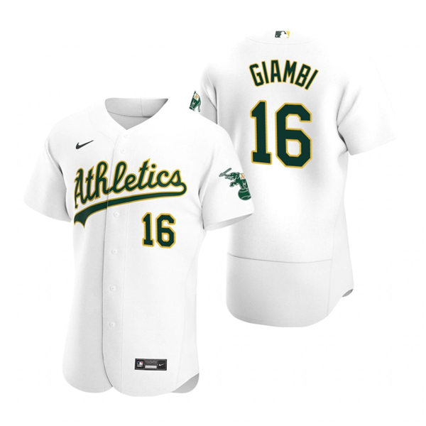 Men's Oakland Athletics Retired Player #16 Jason Giambi Nike White Home FlexBase Jersey