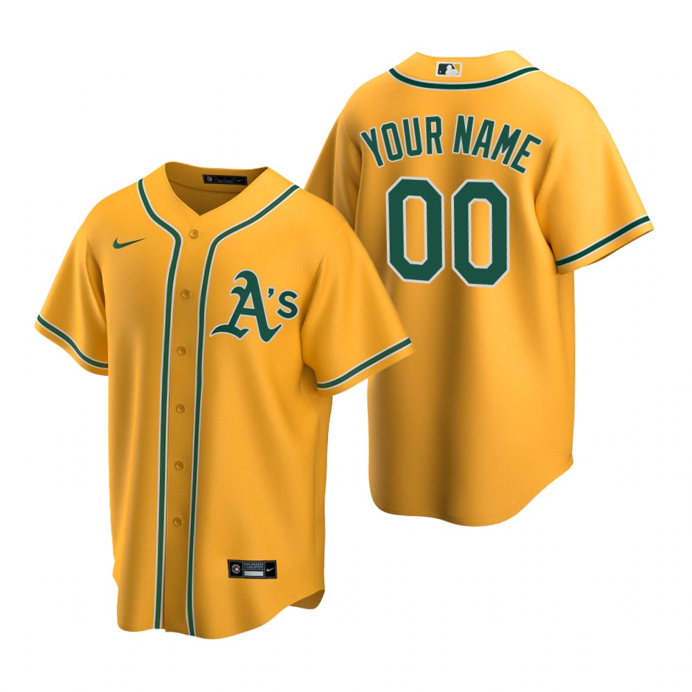 Mens Oakland Athletics Custom Nike Gold Alternate Cool Base Jersey