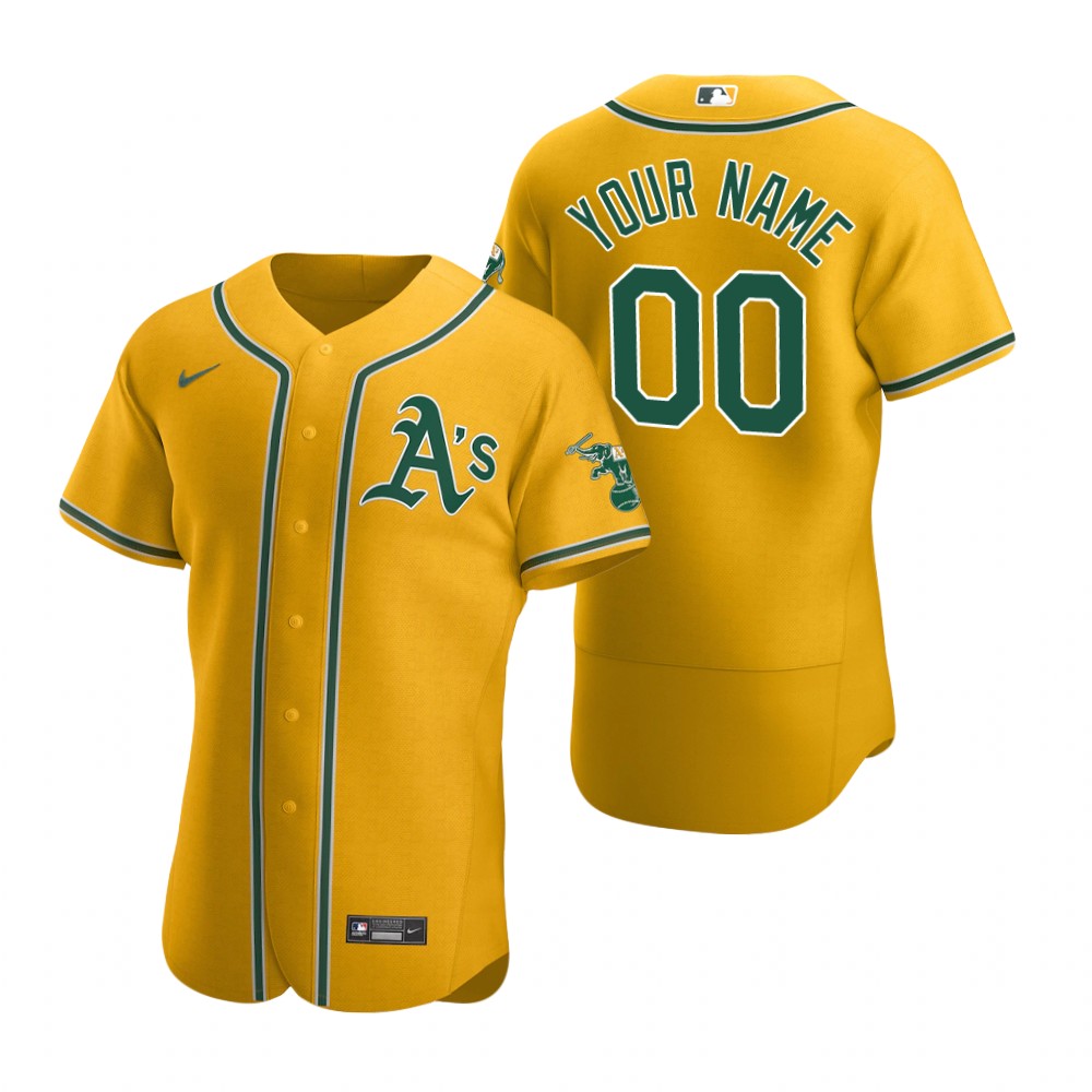 Men's Oakland Athletics Custom Nike Gold Alternate FlexBase Jersey