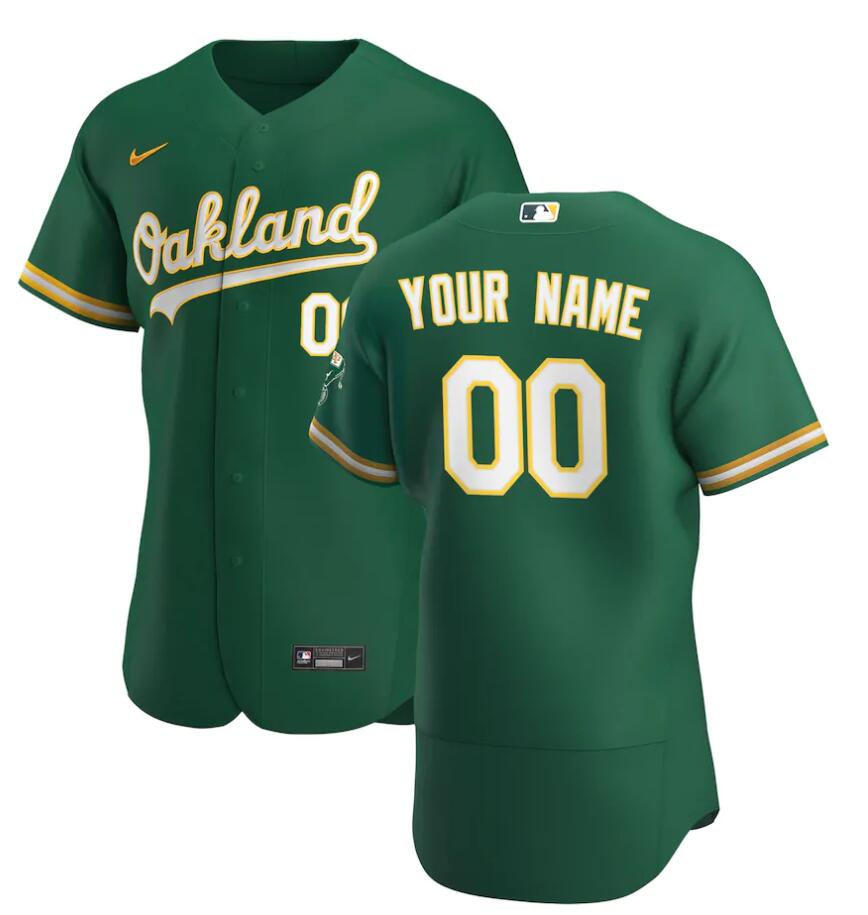 Mens Oakland Athletics Custom Catfish Hunter Rollie Fingers Dennis Eckersley Nike Kelly Green FlexBase Jersey