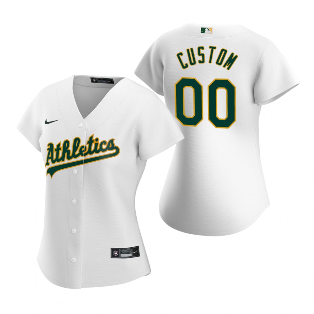 Womens Oakland Athletics Custom Nike White Home Jersey