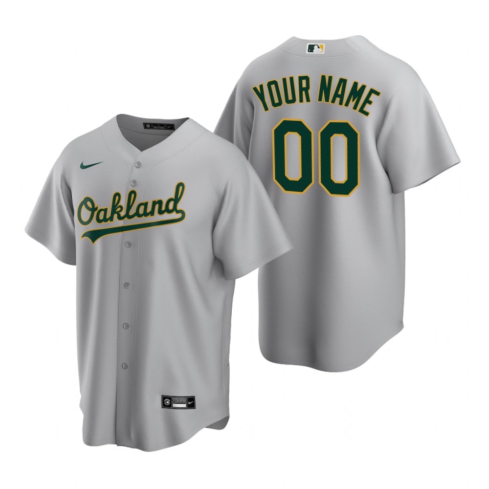 Mens Oakland Athletics Custom Nike Gray Road CoolBase Jersey