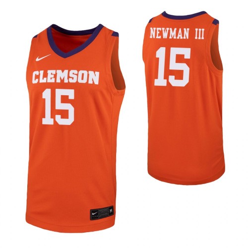 Men's Clemson Tigers #15 John Newman III Nike Orange College Game Basketball Jerse
