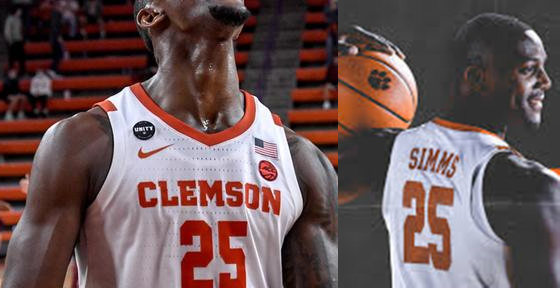 Men's Clemson Tigers #25 Aamir Simms Nike White College Game Basketball Jerse