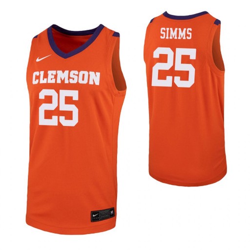 Men's Clemson Tigers #25 Aamir Simms Nike Orange College Game Basketball Jerse