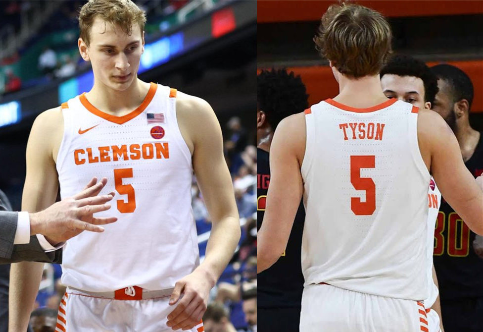 Men's Clemson Tigers #5 Hunter Tyson Nike White College Game Basketball Jerse