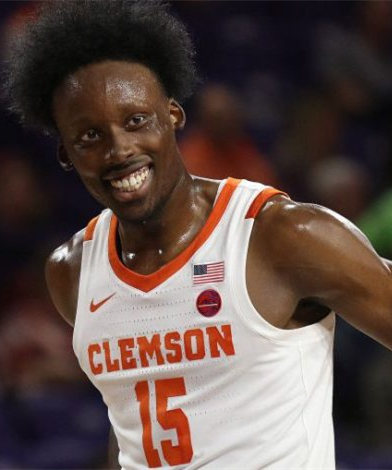 Men's Clemson Tigers #15 John Newman III Nike White College Game Basketball Jerse