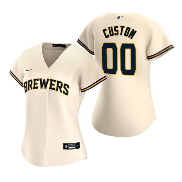 Women's Milwaukee Brewers Custom Nike Cream Home Jersey