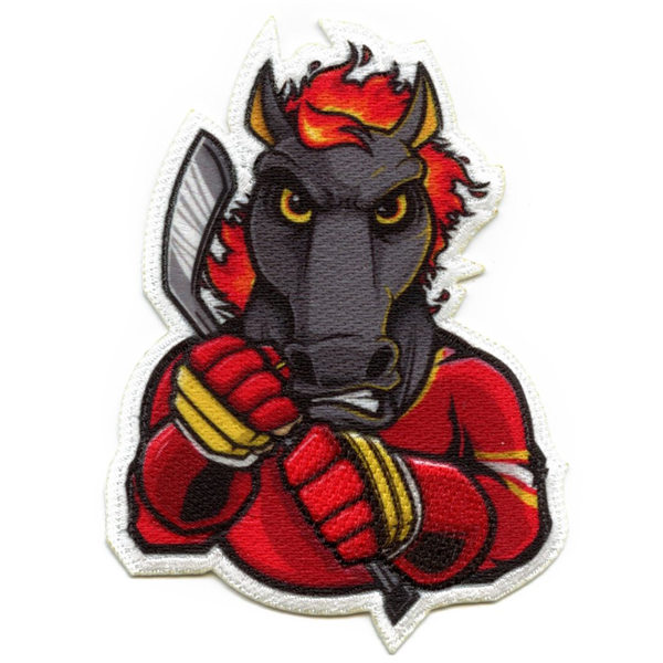Calgary Flames Hockey Fire Horse Mascot Parody Embroidery Patch