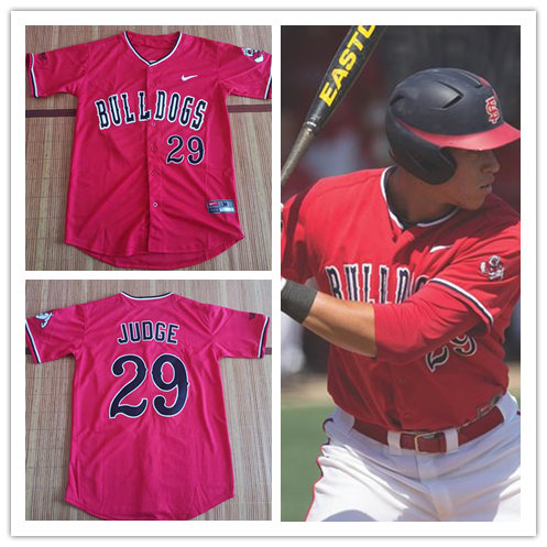 Men's Fresno State Bulldogs #29 Aaron Judge Nike Red Retro College Baseball Jersey