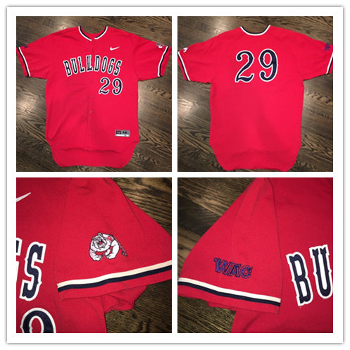 Men's Fresno State Bulldogs #29 Aaron Judge Nike Red College Game Baseball Jersey