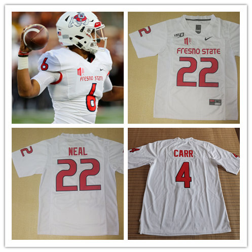 Men's Fresno State Bulldogs Custom Nike 2014-19 White College Football Jersey
