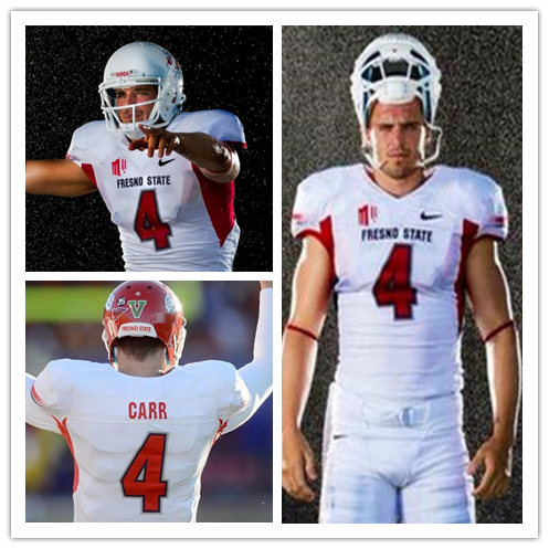 Men's Fresno State Bulldogs #4 Derek Carr Nike 2013 White Retro Football Jersey