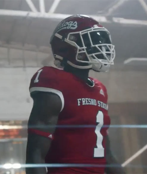 Men's Fresno State Bulldogs #1 Kosi Agina Adidas 2020 Red College Football Jersey