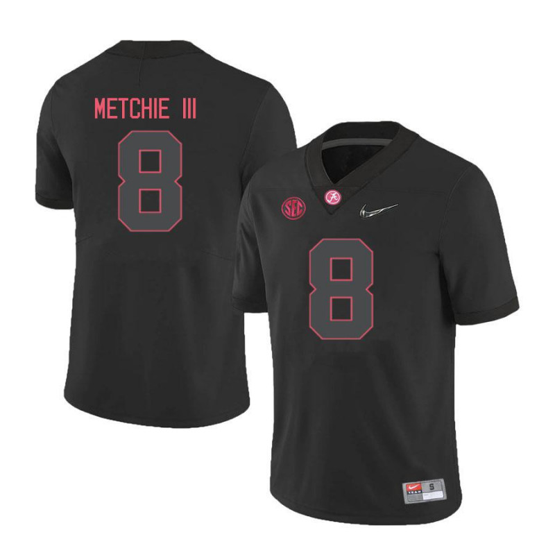 Men's Alabama Crimson Tide #8 John Metchie III Nike Blackout College Game Football Jersey