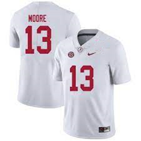Men's Youth Alabama Crimson Tide #13 Malachi Moore Nike White College Game Football Jersey