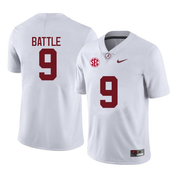 Men's Alabama Crimson Tide #9 Jordan Battle Nike White College Game Football Jersey