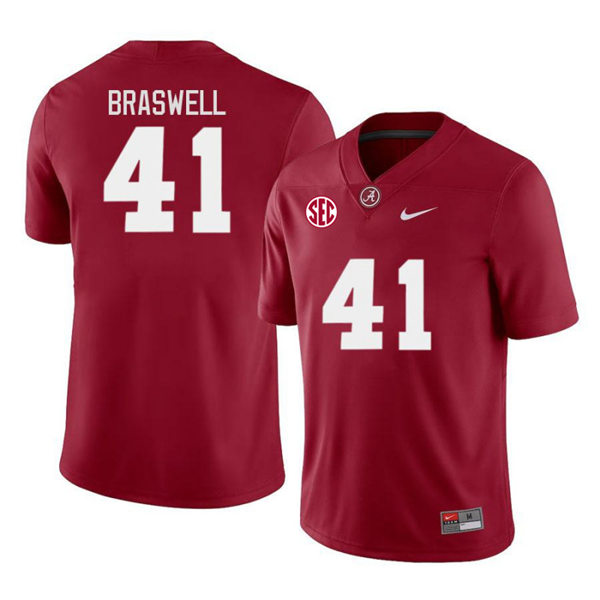Men's Alabama Crimson Tide #41 Chris Braswell Nike Crimson College Game Football Jersey