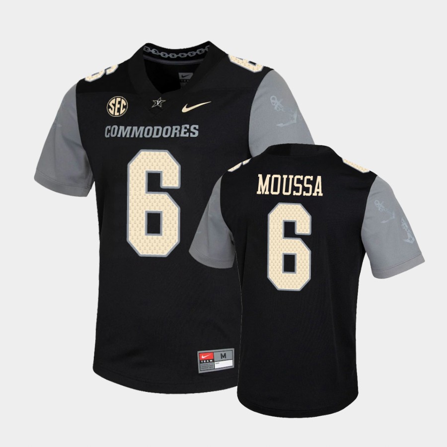 Men's Vanderbilt Commodores #6 Jeremy Moussa Nike 2020 Black Untouchable College Game Football Jersey