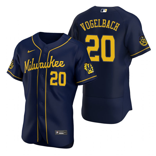 Men's Milwaukee Brewers #20 Daniel Vogelbach Nike Navy Alternate FlexBase Jersey