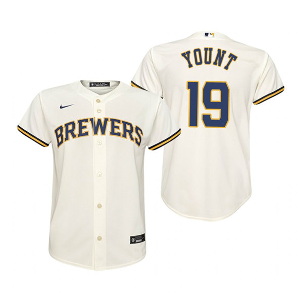 Youth Milwaukee Brewers #19 Robin Yount Nike Cream Home Jersey