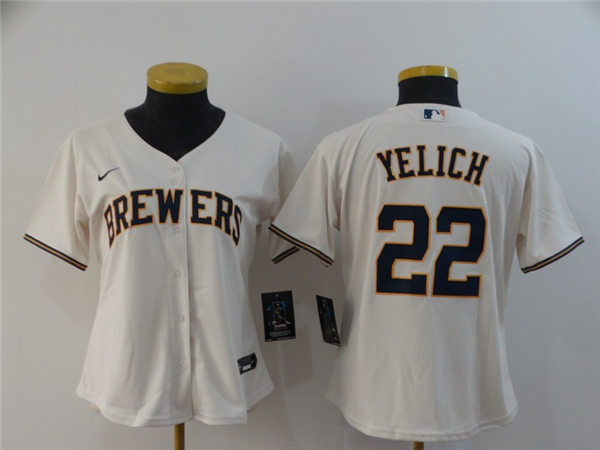 Women's Milwaukee Brewers #22 Christian Yelich Nike Cream Home Jersey