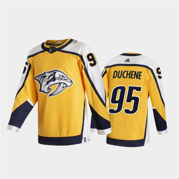 Men's Nashville Predators #95 Matt Duchene Adidas 2021 Gold NHL Retro Reverse Edition Jersey