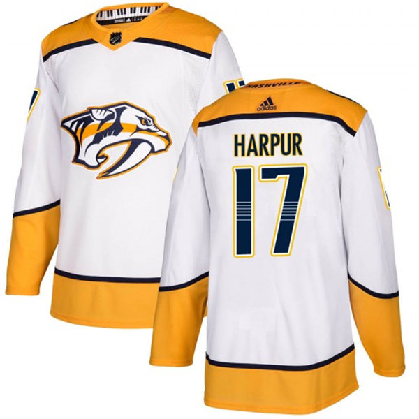 Men's Nashville Predators #17 Ben Harpur Adidas Away White Jersey